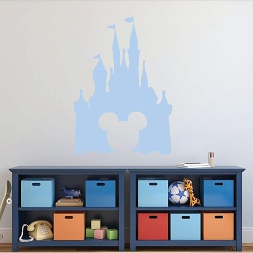 Miniatura 3 de Calcomanía de pared de silueta de castillo, calcomanía de vinilo con corte en forma de Mickey para guardería, sala de juegos, dormitorio de los