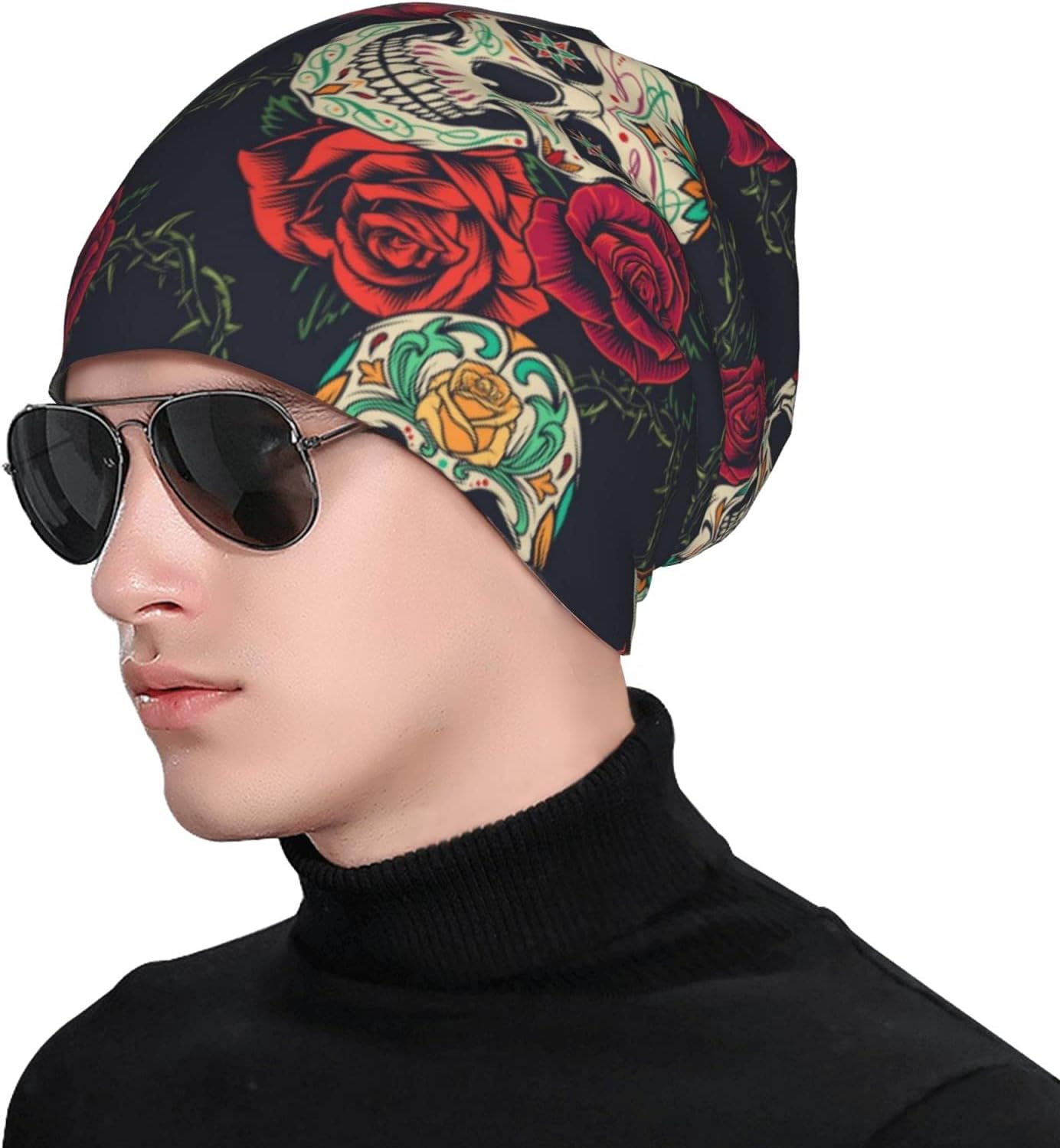 Gamepad Print Slouchy Beanie Skull Caps Chemo Hats Baggy Headwear for Men Women Jogging Cycling - Image 3