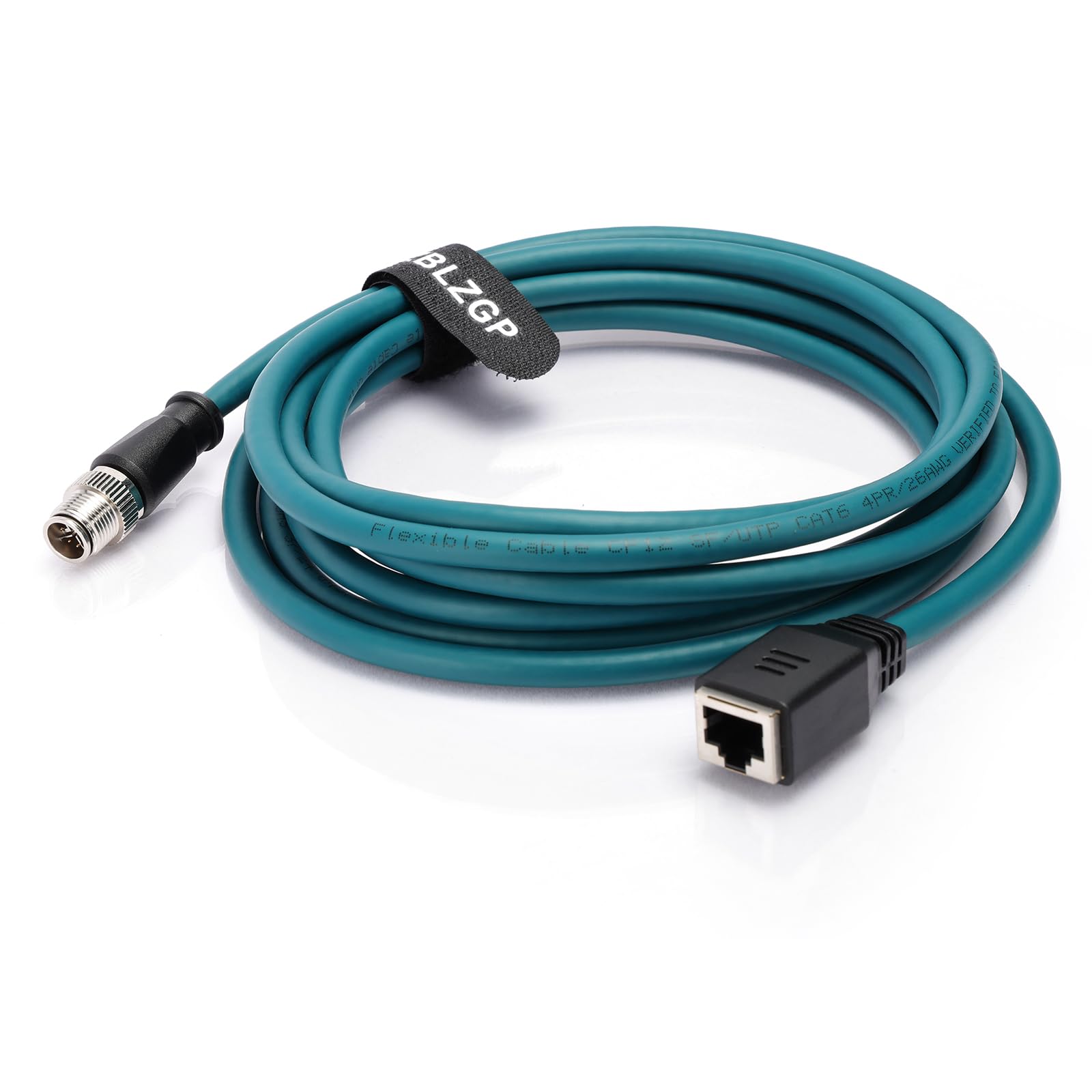 Câble blindé M12 X-Code 8 broches vers RJ45 Cat-7e Ethernet mâle femelle pour caméra industrielle Profinet Network Cognex (8 broches X-Code mâle vers RJ45 femelle, vert foncé, 50 m)