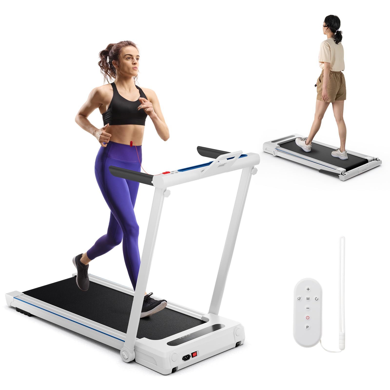GYMAX Walking Pad Treadmill, 3 in 1 Folding Treadmill with Removable Desktop, Remote & 12 Preset Programs, 2.5 HP Under Desk Walking Pad Running Machine for Home Gym Exercise Workout