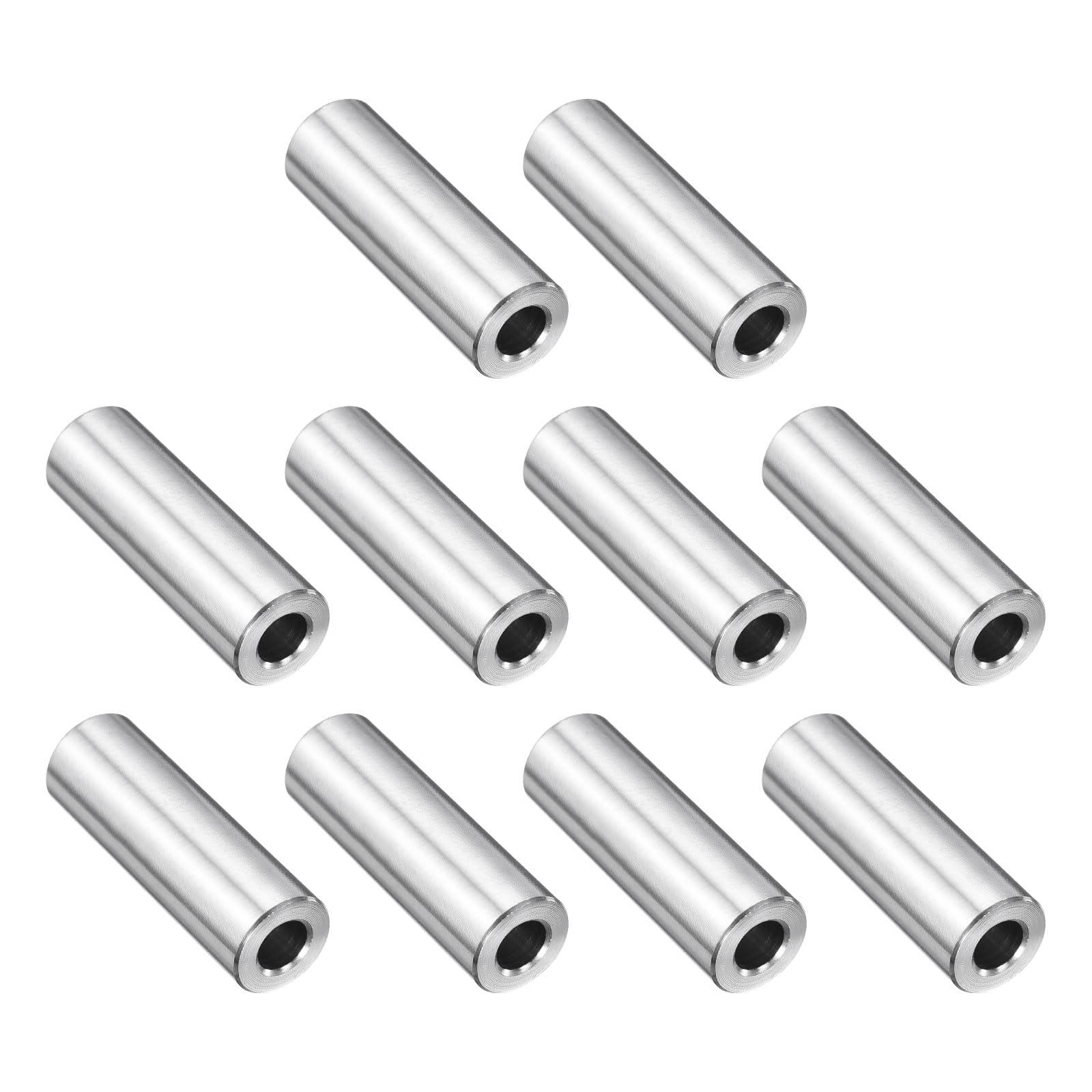 uxcell 10 Pcs Stainless Steel Spacer 1/4" Bore x 1/2" OD x 1-1/2" Length Screw Bushing Plain Finish Round Metal Spacer for 1/4" Screws Bolts and Rods