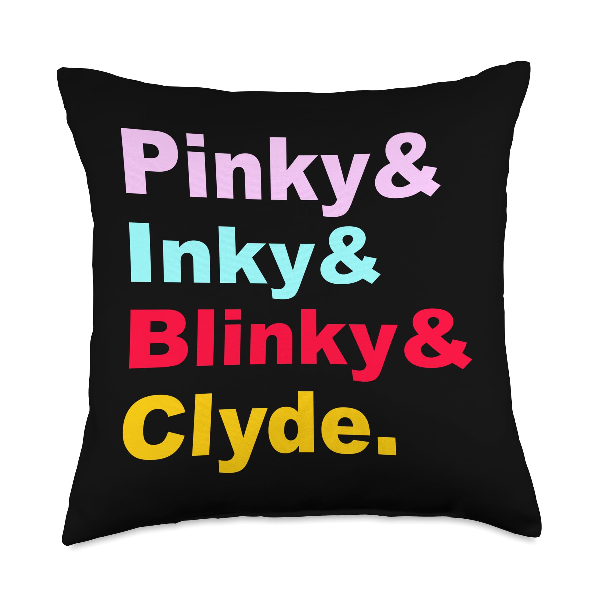 Pinky, Inky, Blinky & Clyde Old School Arcade Gamer Pac Throw Pillow