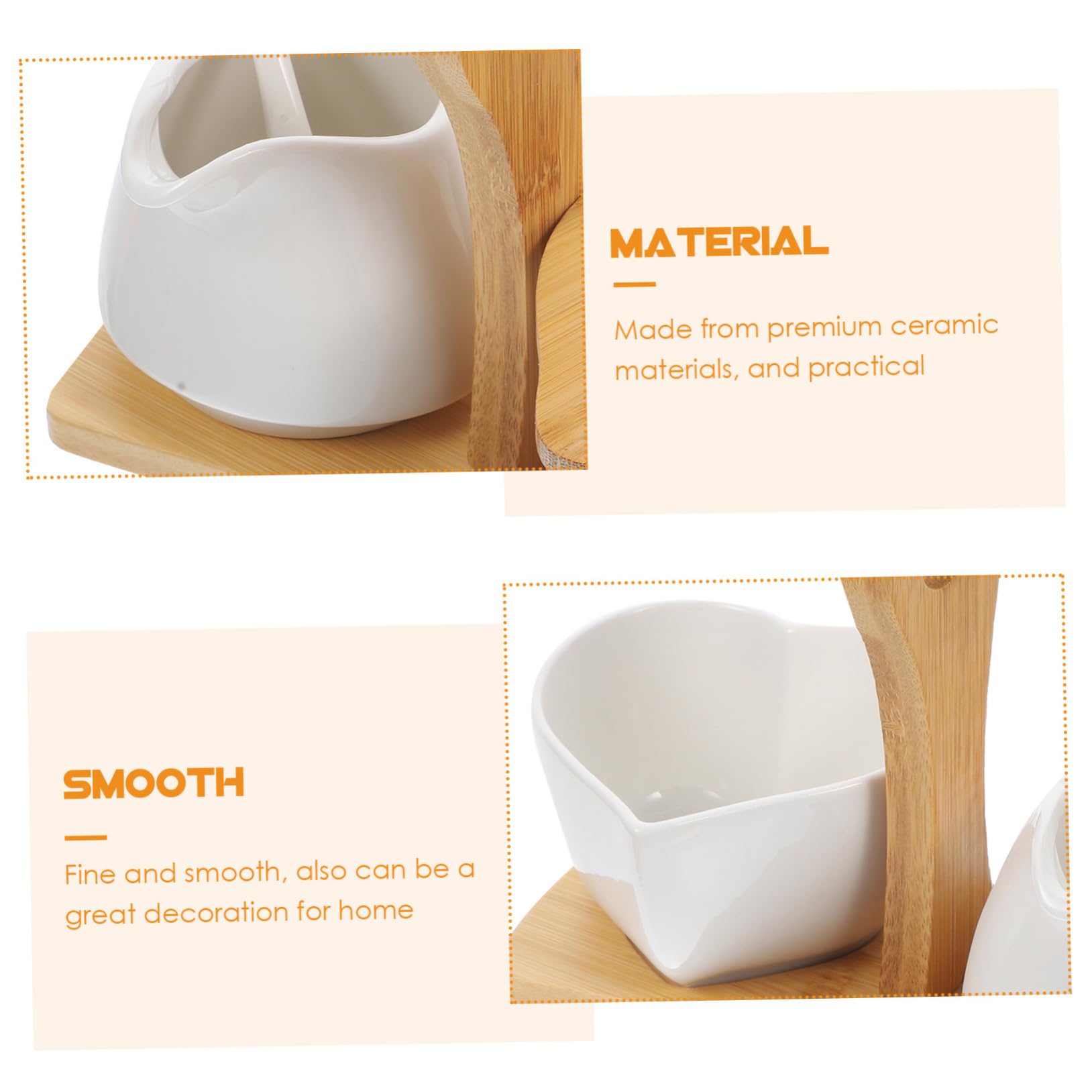 MAGICLULU Azucarero y Lechera Cerámica con Bandeja De Bambú y Cuchara Set para Crema y Azúcar para Cocina y Mesa Dulce Hogar y Hotel
