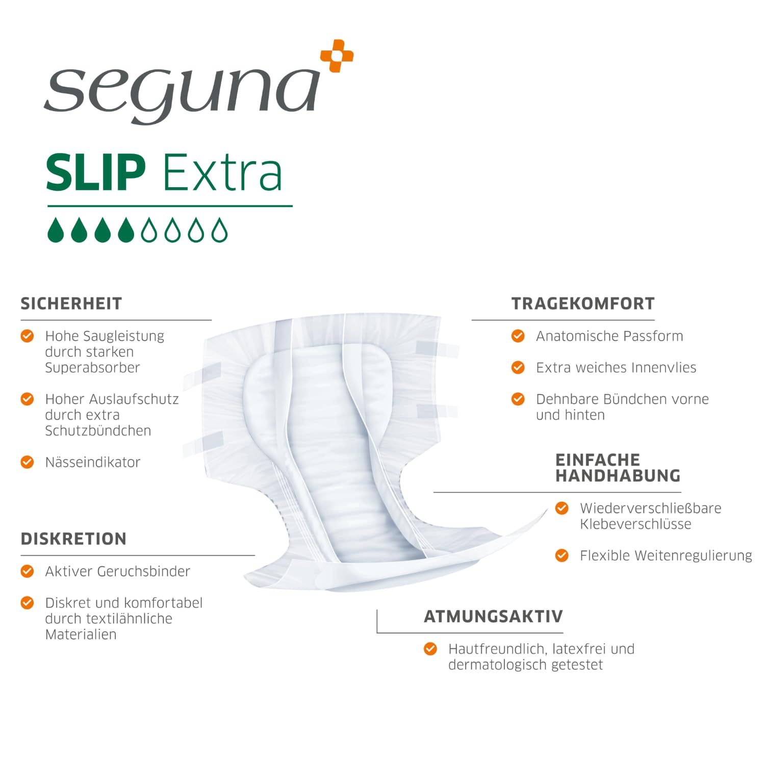SEGUNA Slip Extra, Inkontinenz Windeln für Erwachsene, Frauen, Männer, Windeln bei mittlerer Blasenschwäche, Stuhlinkontinenz (S (Sparpaket 4 x 25 Stück))