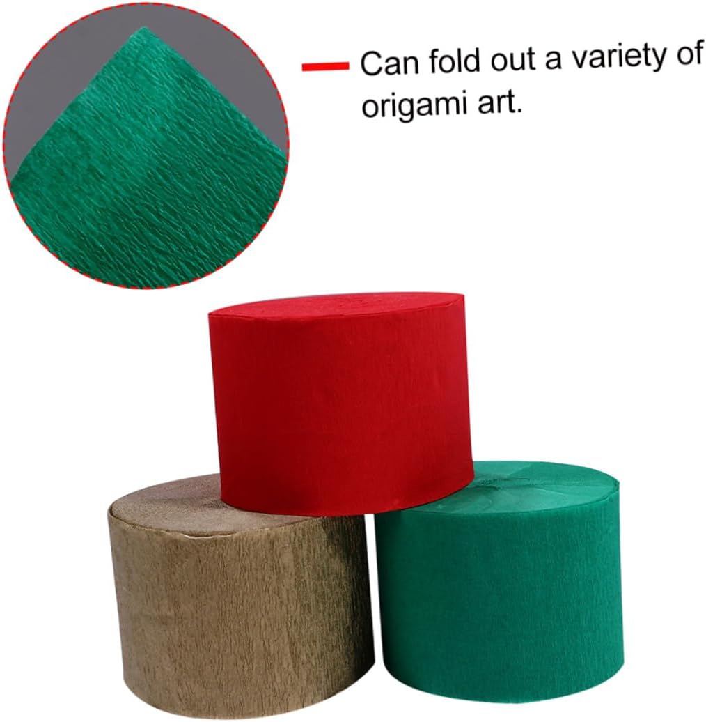 HAPINARY 9pcs Crepe Paper Streamers Roll 4.5cm X 25m DIY Party Decorations for Halloween Christmas in Red Gold Dark Green Craft Wrapping Paper