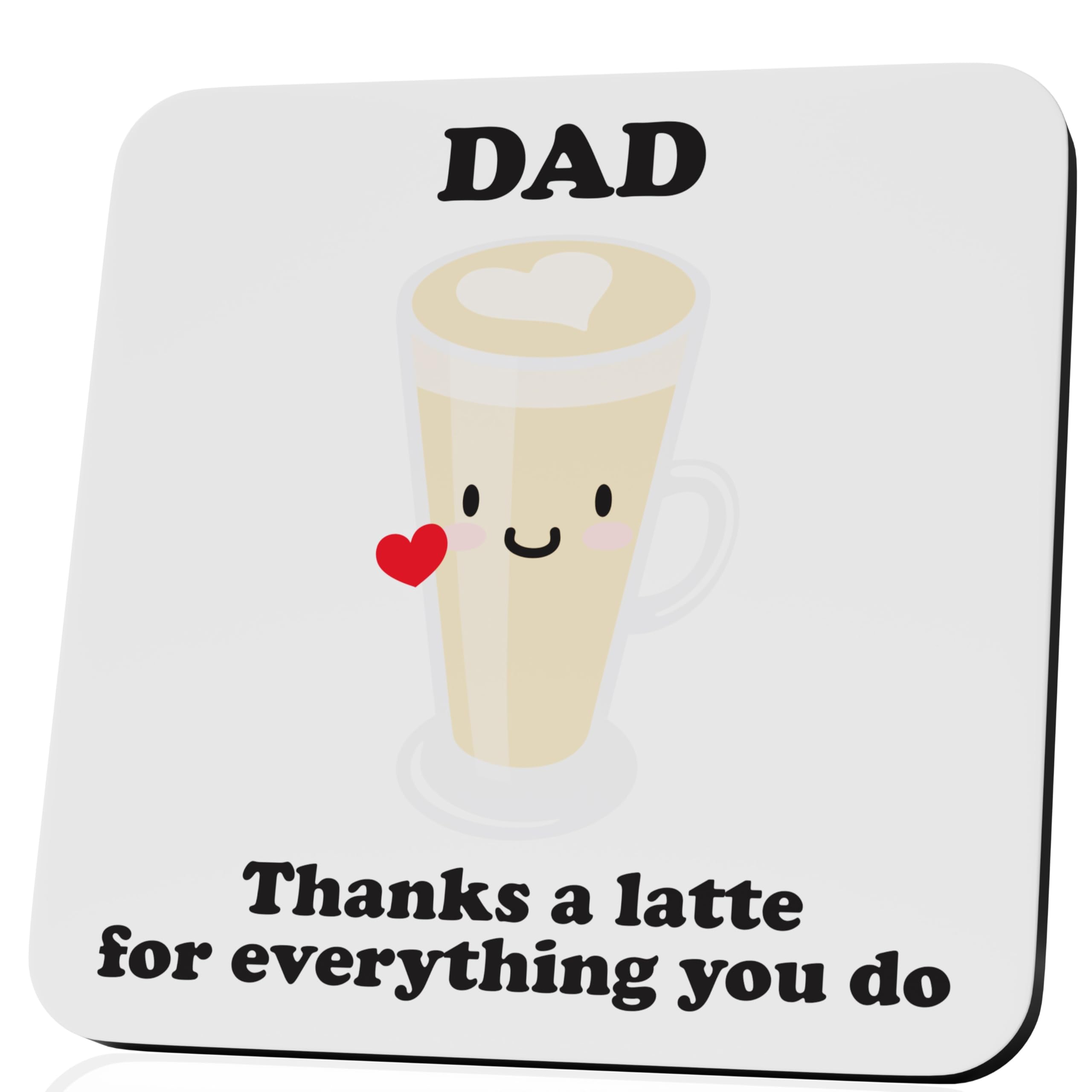Bestafiesta White Fathers Day Funny Gifts Thank You Gift For Dad Stocking Filler Birthday Joke Presents For Him Thanks A Latte Coffee Pun Gag Drinks Coaster Gifts For Him Step Dad Gifts Beer Coaster