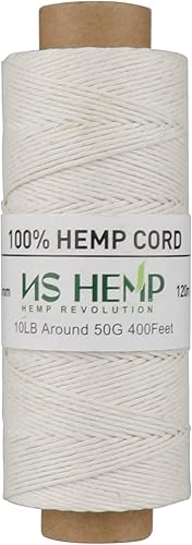100% cordón de cáñamo, fabricación de joyas, 0.020 in, 393.7 ft (400 pies) (1 blanco)
