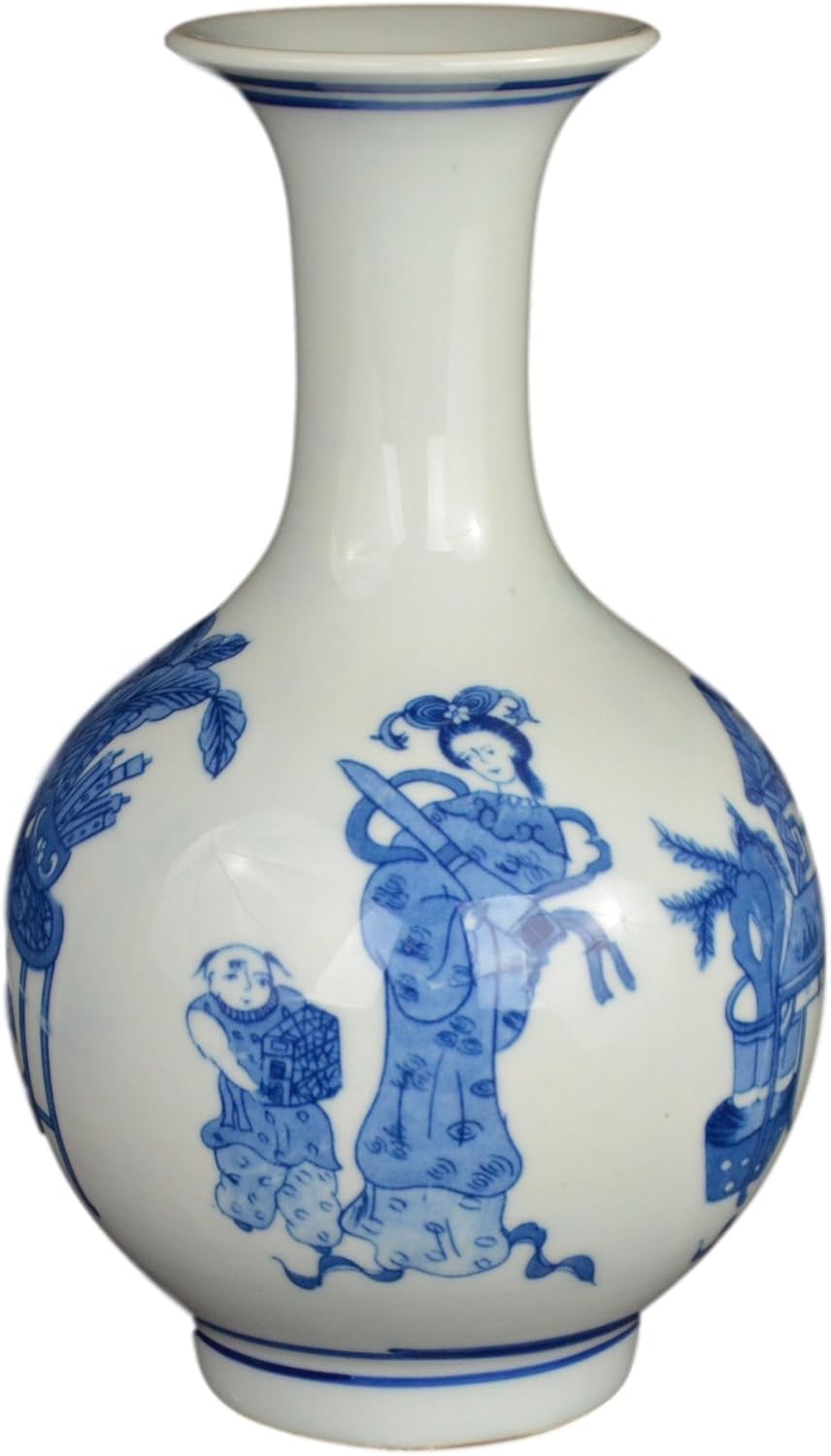 9" Classic Blue and White Floral Porcelain China Vase, Decorative Vase, Reward Vase