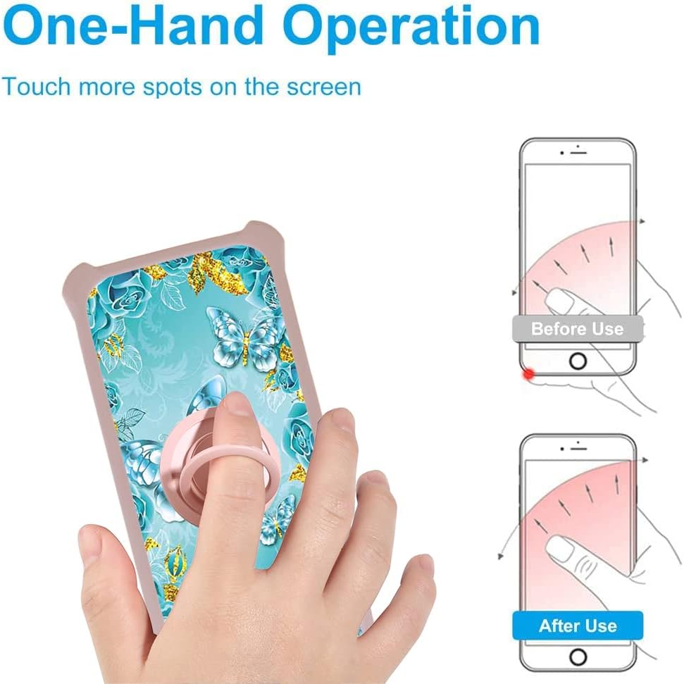 Image demonstrating one-hand operation with the ring support, showing how it helps reach more spots on the screen.