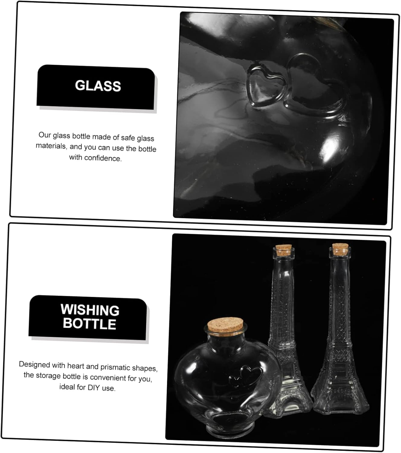 Cabilock 3pcs Heart Wishing Bottle Set Sand Ceremony Container for Weddings Decor and Party Celebrations Glass Jars Cork Stopper