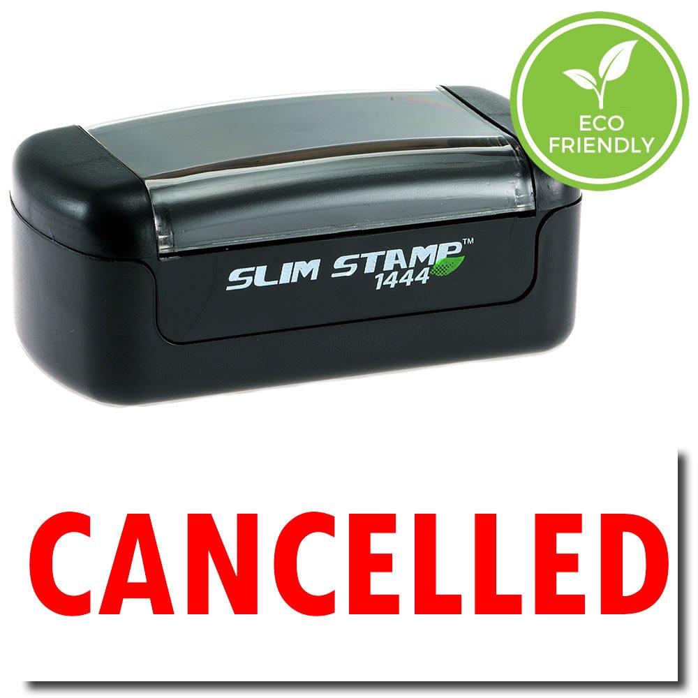 Office Stamp - Black Ink Pre-Inked Cancelled Stamp, Ideal for Corporate Employees, Long-Lasting, 1/2 x 1-1/2, Ideal for Office Use, Efficient Document Management Tool, Easy to Use, Refillable Stamp
