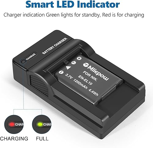 Miniatura 3 de 2 Pack EN-EL10 Battery and Micro USB Charger Compatible with Nikon Coolpix S60, S80, S200, S205, S220, S230, S500, S510, S520, S570, S600, S700,
