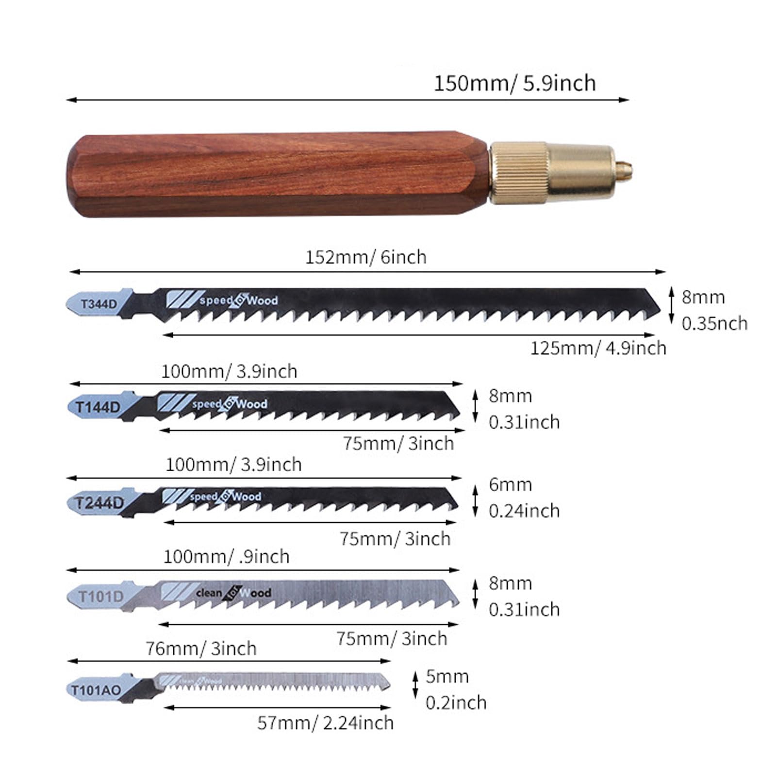 Detachable Hand Saw Kit Hex Shaped Wooden Pull Handsaw with 5 Jigsaw Blades Multi Blades Hand Saw Woodworking Tool - Image 2