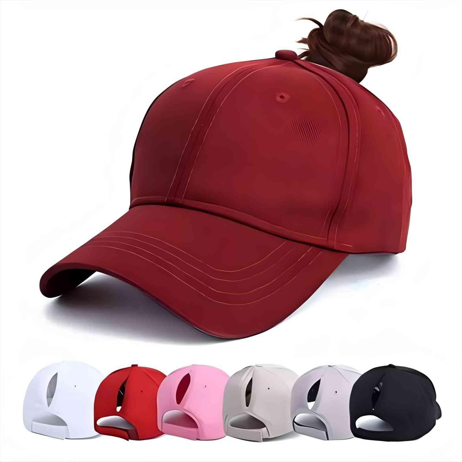 Earnmore Women's Rouge Unisex Baseball Cap With Ponytail Opening, Mesh Retro Baseball Cap, Outdoor, Trucker Cap