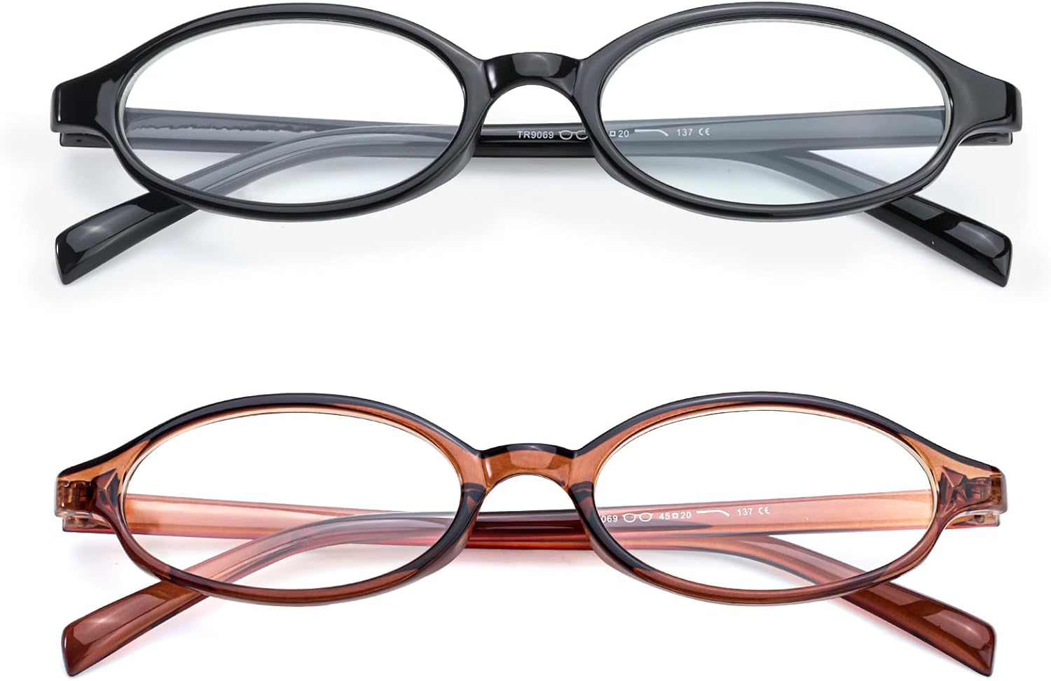SODQW Fashion Fake Glasses Oval Y2k Eyewear Frame Blue Light Non Prescription Glasses for Women Clear UV400 Lens