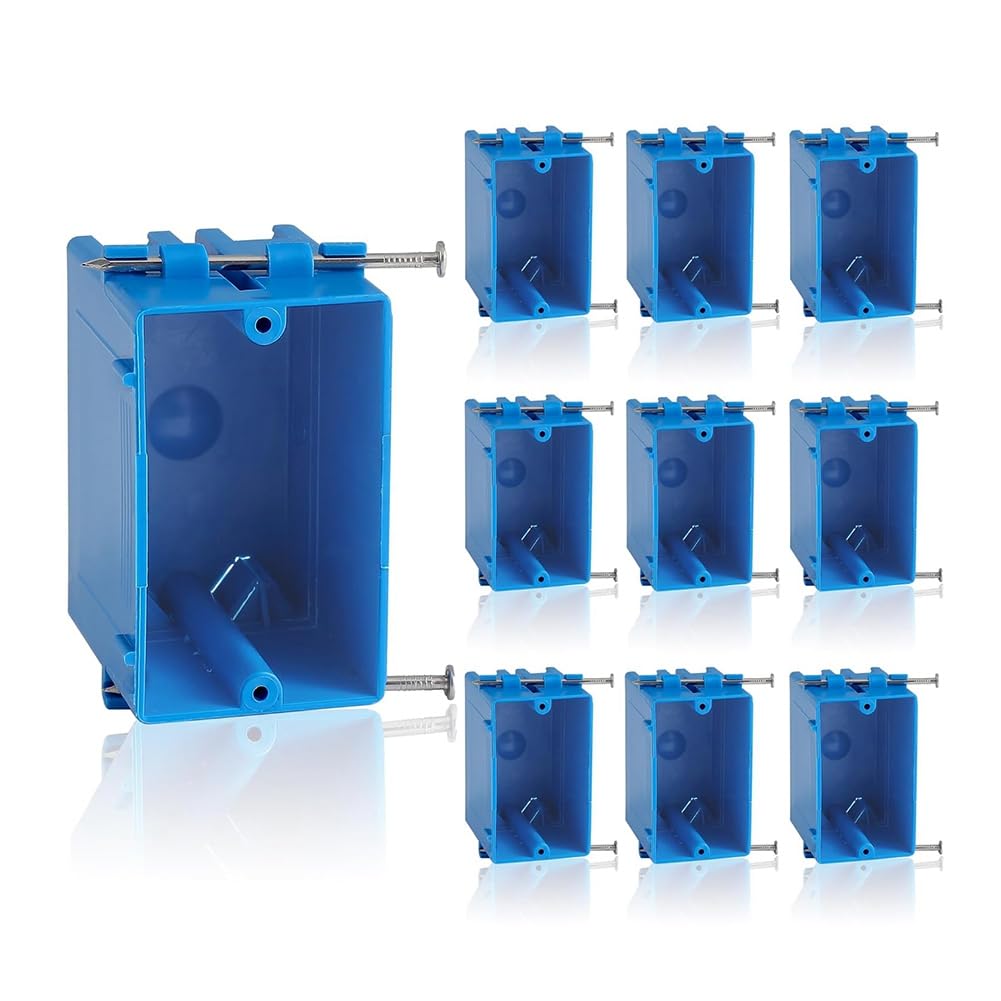 Jooehyer Blue/Light 10 Pack Single Gang Electrical Box Pvc Old Work Outlet Box For Residential Commercial Job Applications