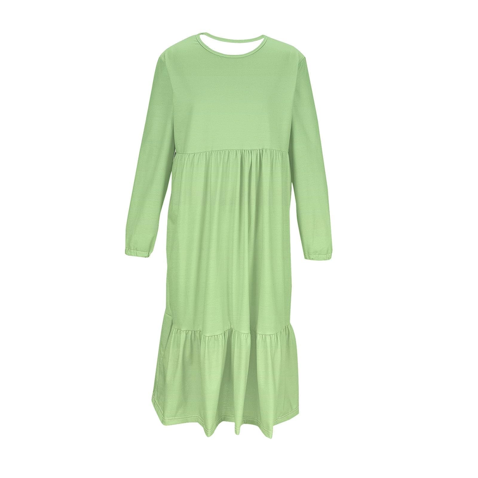 Vestito da ragazza a maniche lunghe casual da spiaggia per vacanze maxi abito per bambini primavera estate girocollo Boho Flowy A Line abiti con tasche