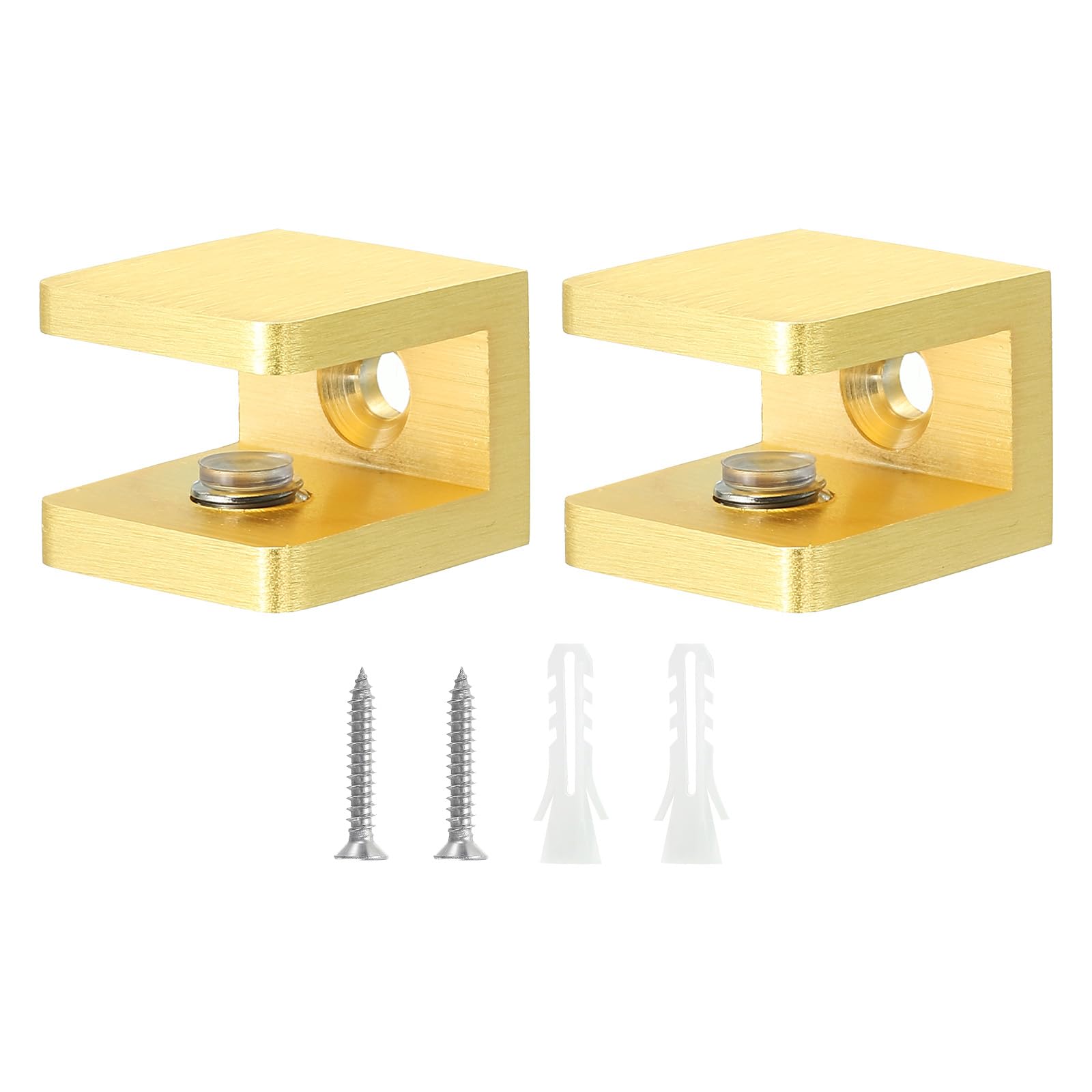 Pince réglable en cuivre doré pour support étagère verre 8mm 10mm et fixation panneau en U
