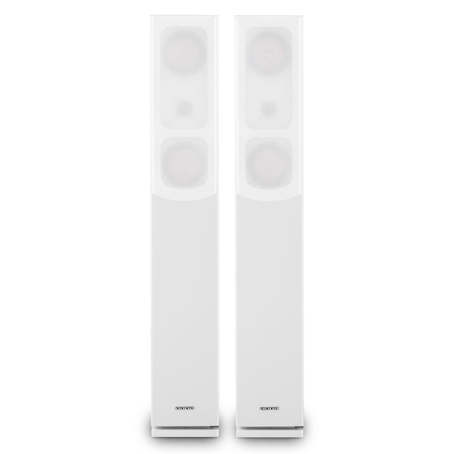 AUNA Linie 501 FS - Coppia Altoparlanti a Torre, Diffusori da Pavimento, Altoparlanti Passivi, 3 Vie, Bass Reflex, Woofer 20 cm (8"), 2 Midrange 10 cm (4"), Tweeter 2,5 cm (1"), 140W RMS, Bianco