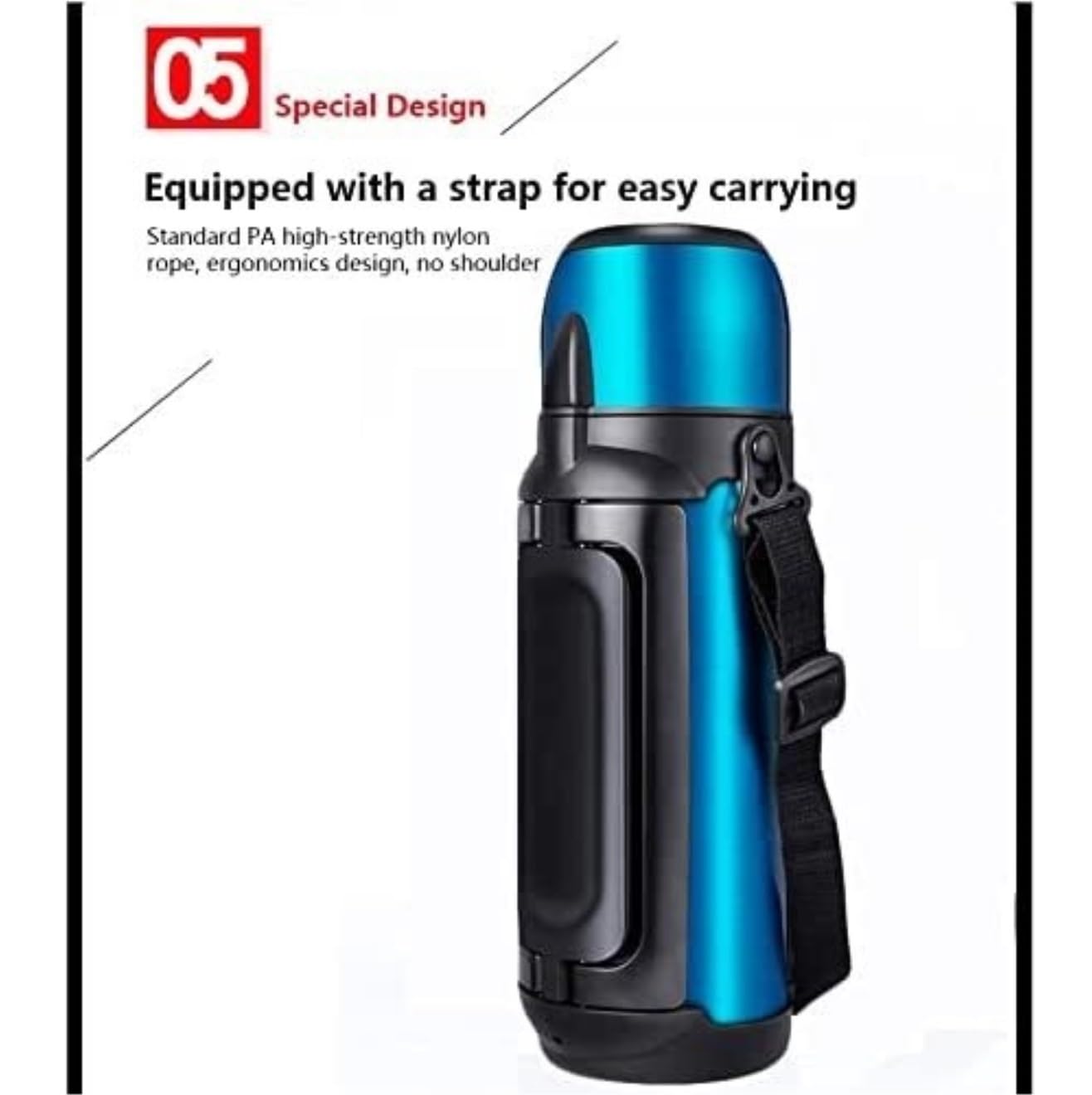 Butelka,Szczelna Termos Ze Stali Nierdzewnej Outdoor Travel Sport Osobowość Kubek Gorącej Wody Przenośny Termos Napoje(Black)