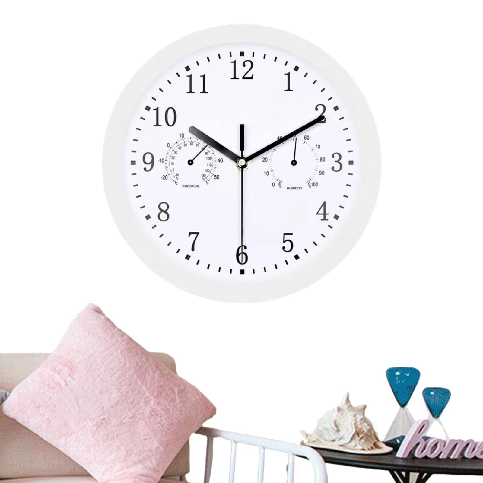 Generisch Große Outdoor Gartenuhr, 10 Zoll Wetterfest Uhr mit Thermometer und Hygrometer, Badezimmer Uhren Funk Wasserdicht, Wohnzimmer, Küche, Wanduhr Für Terrasse, Balkon, Garten