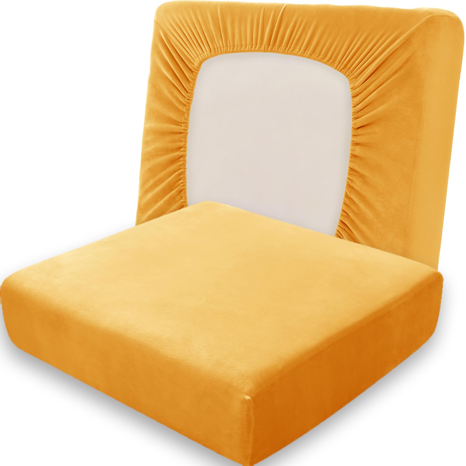 NNSMUN Sofa Seat Cushion Covers, Sofa Cushion Slipcovers Stretch Velvet, Universal Couch Cushion Covers Replacement Non-Slip Seat Covers for sofas for Cushion (Gold,Large 1 Seater)