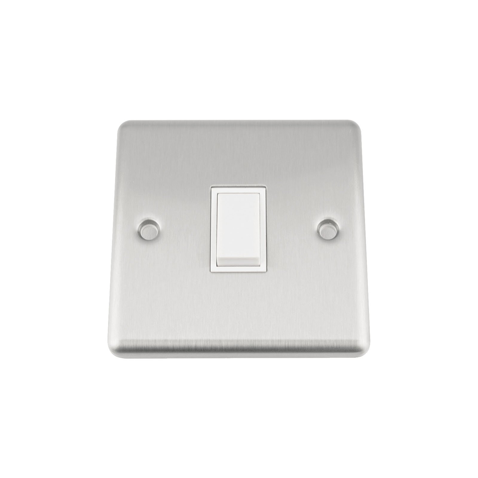 A5 Intermediate Switch 1 Gang - Satin Matt Chrome - Classic - White Insert Plastic Switch - 10 Amp Single 1 Gang