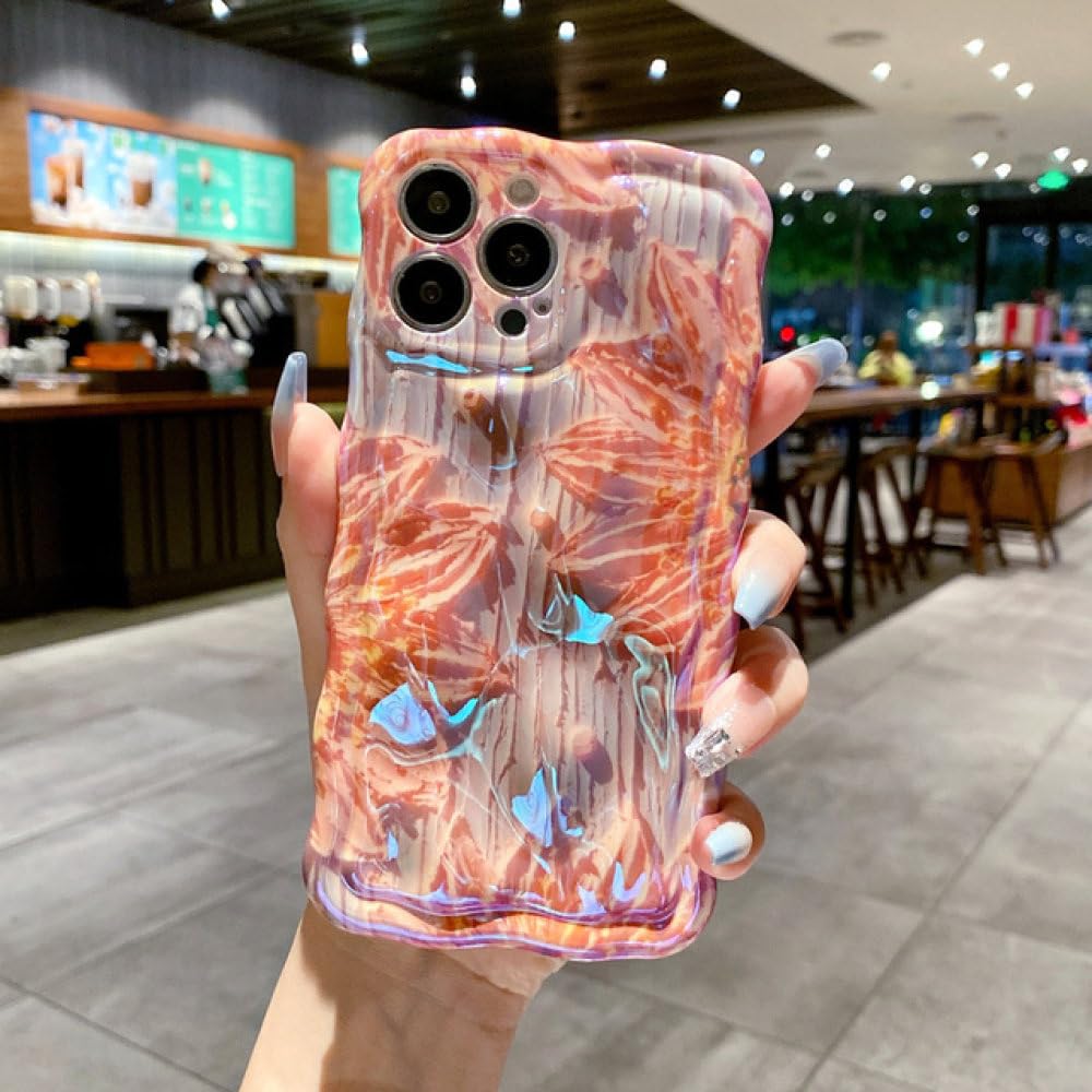Coque 3D Fleur iPhone 14 Pro Antichoc à Cadre Ondulé Orange - 7