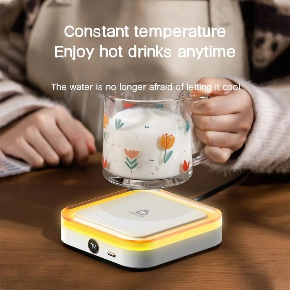 Calentador de tazas de café con luz nocturna colorida, calentador de tazas de café USB, calentador de tazas de temperatura de 3 engranajes, posavasos de calefacción, almohadilla para té, agua