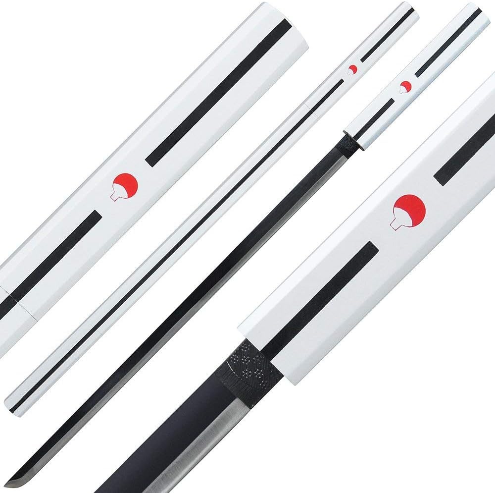Anime Schwert - Sasuke Uchiha Naruto Anime Katana aus Metall und Holz - Cosplay schwarz weiß rot