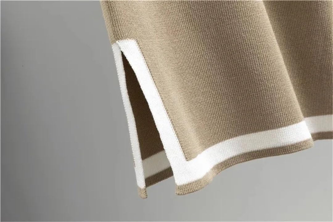 Elegante maglia a maniche lunghe da donna, set da 2 pezzi, pullover e maglione, con spacco, gamba lunga e larga