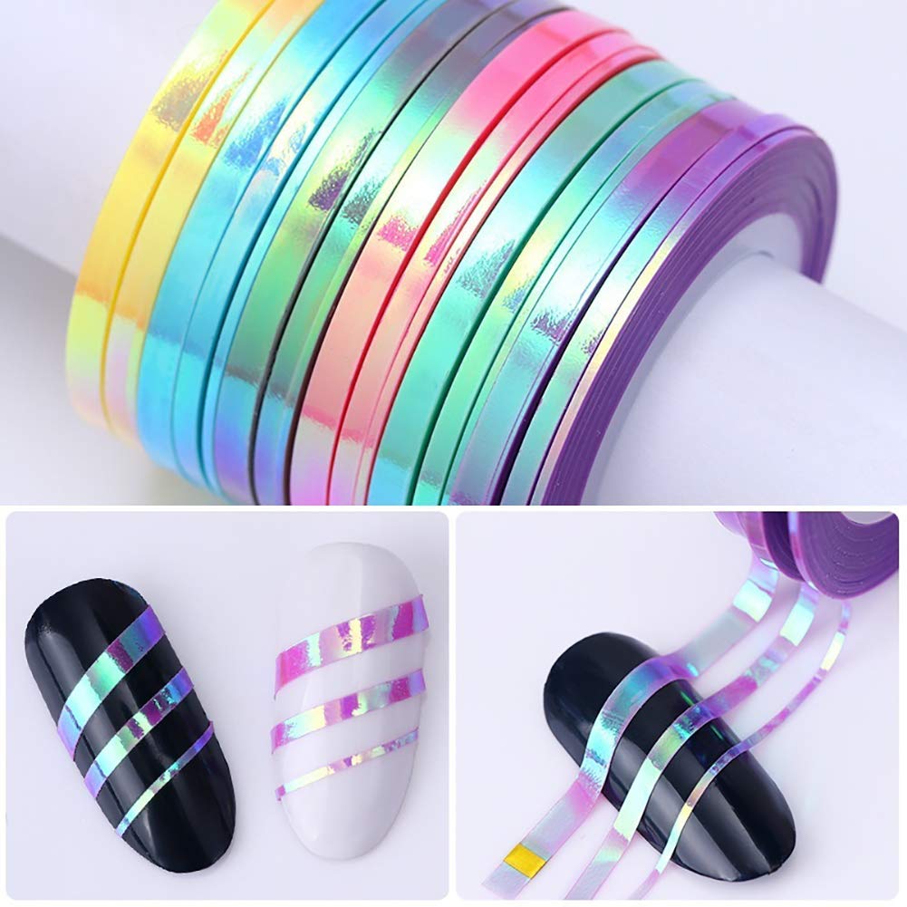 6 Rouleau Nail Art Autocollant DIY Manucure Nail Art Bonbons Couleur Rayures Bandes Ligne Autocollants Stickers Manucure DécorationDesign de mode