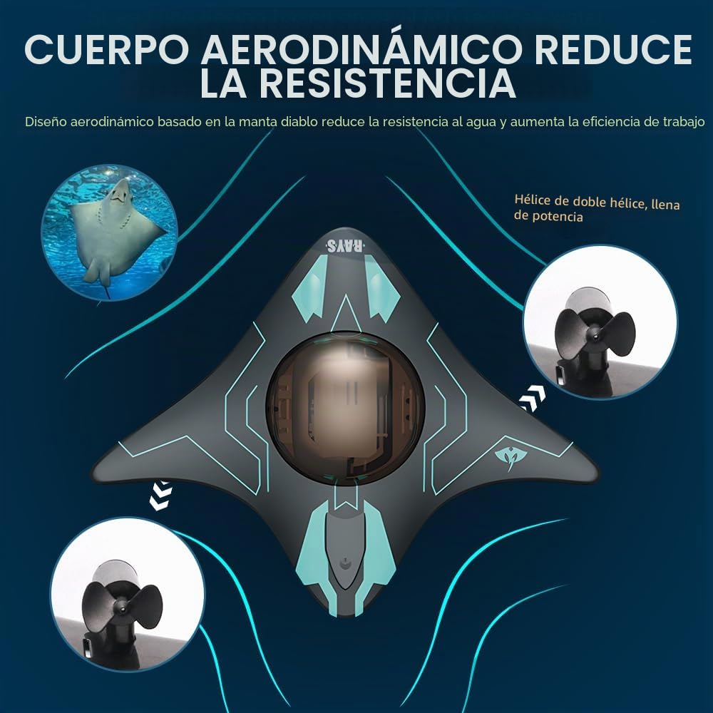 OBEST Barco teledirigido con cámara HD ajustable de 90°, juguete acuático operado por app, luces LED, nave espacial de agua rápida, adecuado para piscinas al aire libre