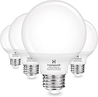 hansang G25 LED Globe Bulbs 60W Equivalent 5000K Daylight E26 Base, CRI 85+ Eye-Friendly Vanity Mirror Lights Non-Dimmable 4-Pack
