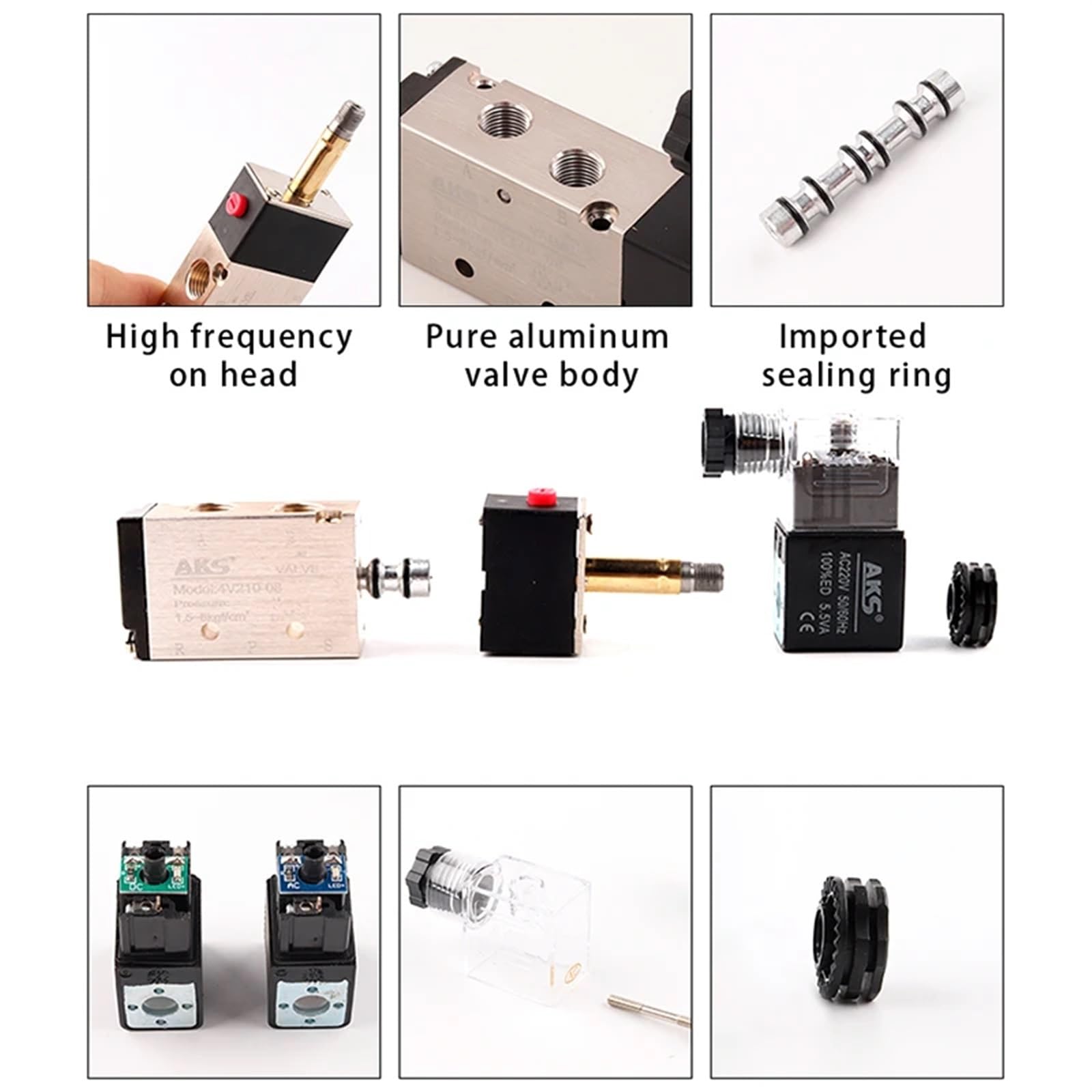 Electroválvula neumática 4V310-08/10, 3 vías, 2 Posiciones, Control de Gas, válvula magnética Aire, CC/CA, Bobina, voltios, Accesorios Manguera(DC12V)