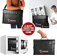 Vista 4 de ROLOWAY Bolsa de documentos ignífuga negra con 2 bolsillos y bolsa ignífuga grande (negro)