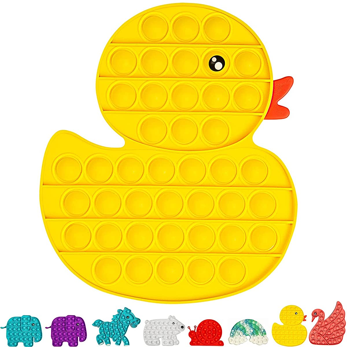 1 Piece Silicone Pops Bubble Sensory Fidget Toy Funny Desktop Game Soft Squeeze Toy Frisbee Cup Mat, Silicone Pressure Relieving Toys for Kids Children Adults (Yellow Duck)