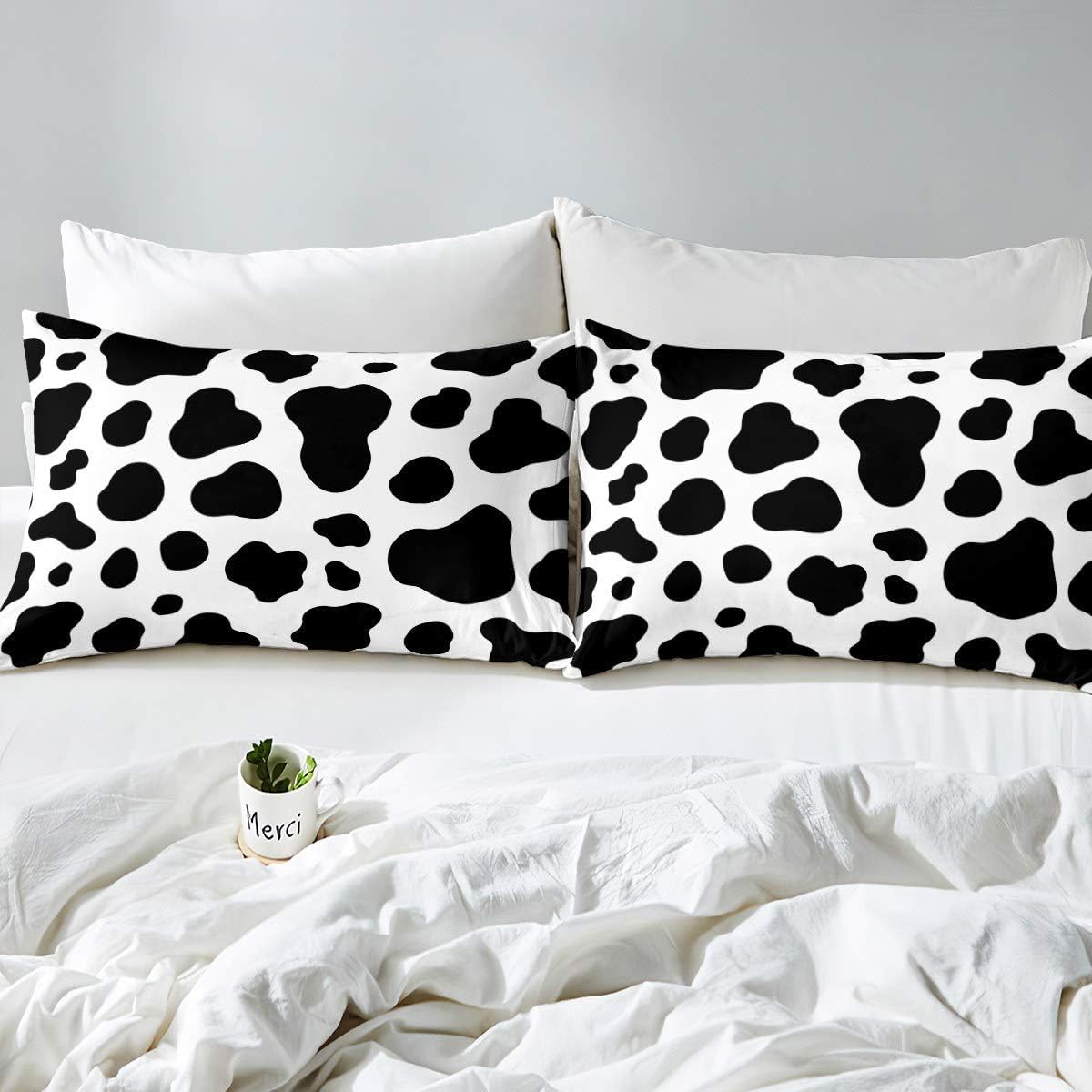 Homemissing Single Duvet Cover cow pattern bedding set, cow print simple modern abstract art bed set - Image 2