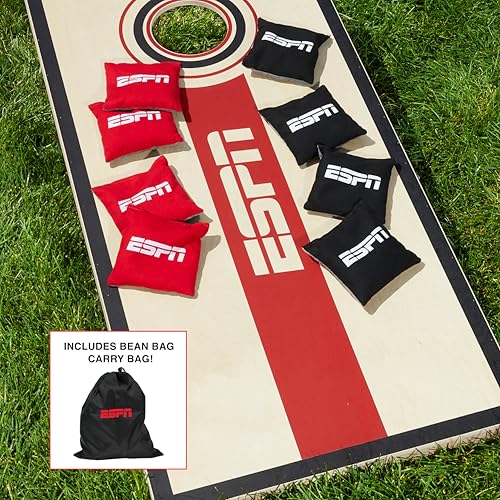 ESPN Cornhole Bags and Travel Case, Regulation Size and Weight (Set of 8) Ideal for Kids Games and Outdoor Games