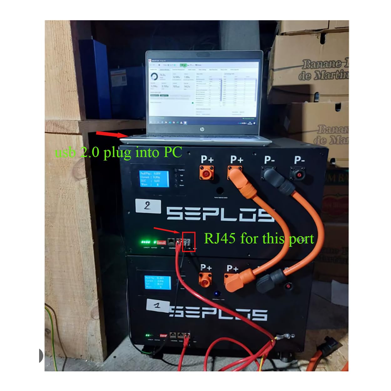Cavo convertitore adattatore da USB a RJ45 RS485 per Seplos PUSUNG serie SUTEN Smart BMS Connection Software BatteryMonitor (180 cm)