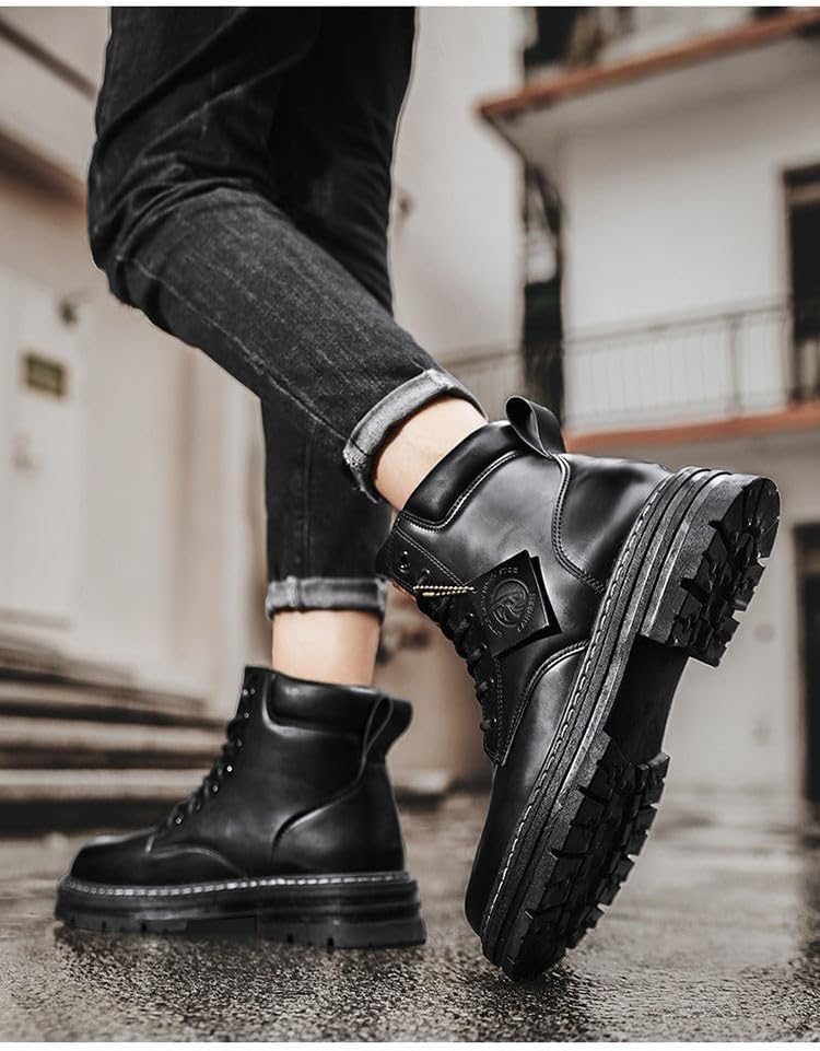 Mens Water Resistant Leather Work Boots Casual Boots for Men Men's Anti-Slip Wear-Resistant Fashion Hiking Boots2