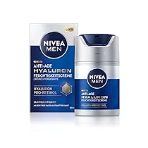 NIVEA MEN Crema idratante ialuronico anti-età, cura del viso con acido ialuronico, pro-retinolo e SPF 15, crema viso per 24 ore di umidità e rughe visibili (50 ml)