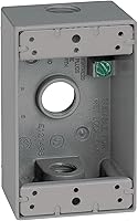 Sigma Engineered Solutions 14250 Weatherproof Metal 1-Gang Outlet Box - 3x 1/2" Holes, Corrosion-Resistant Gray Protector for Outdoor Use