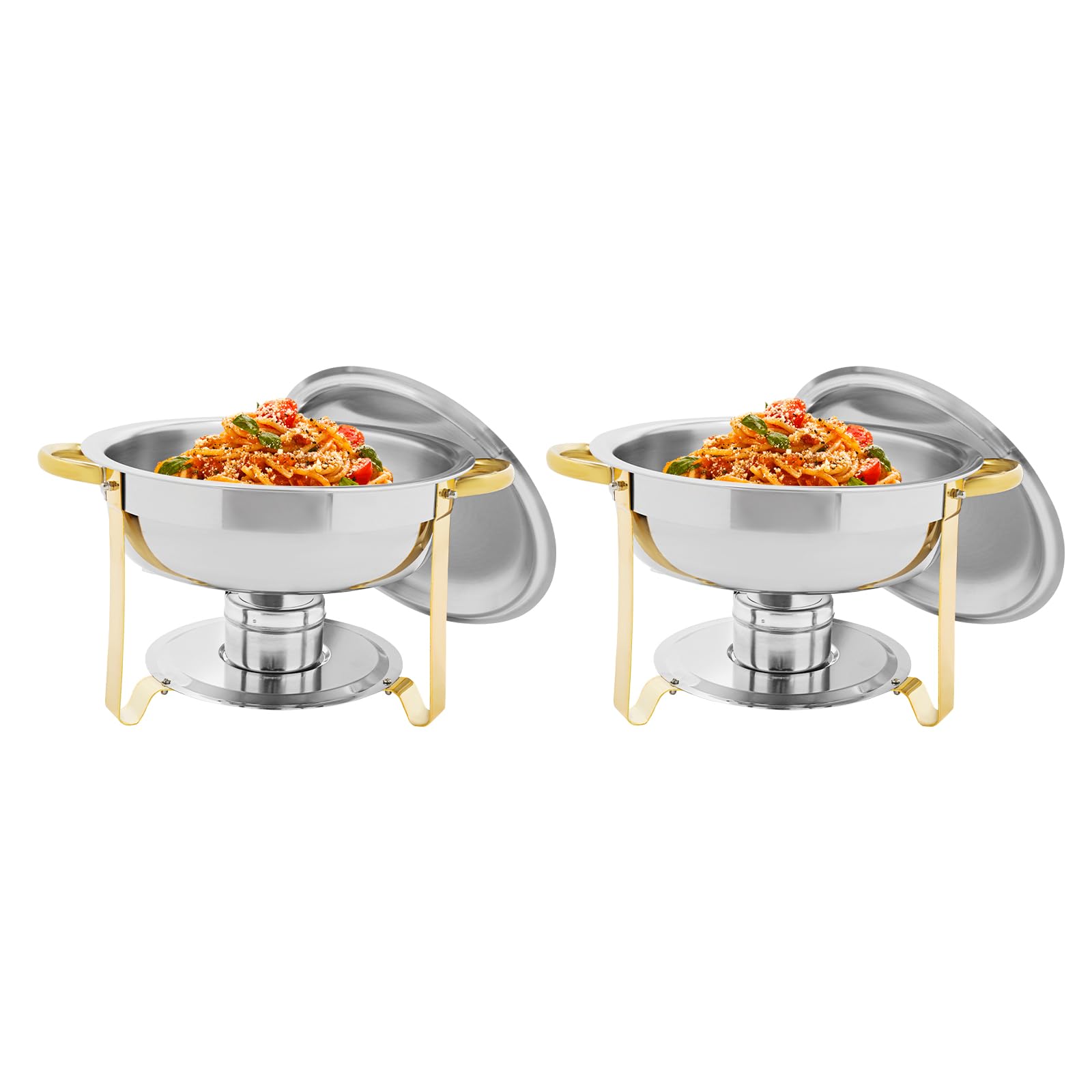 Set di 4 contenitori a buffet per chafing dish, in acciaio inox, 4 x 4,5 l, scaldamani per catering buffet e feste (2 pezzi/oro)