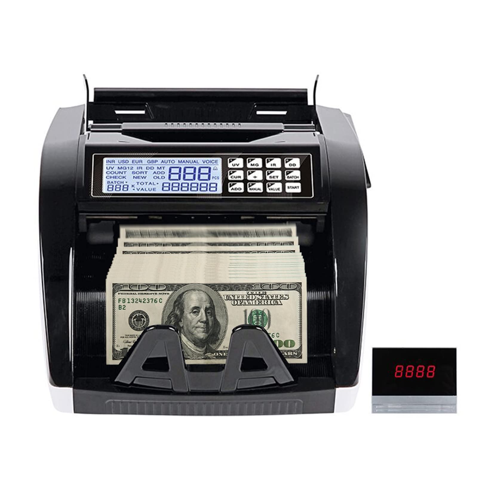 WDSOPK Money Counter Machine Portable Mini Money Counter Counterfeit Bill Detector Automatic Money Detection Top Loading Bill Counting Machine By MG