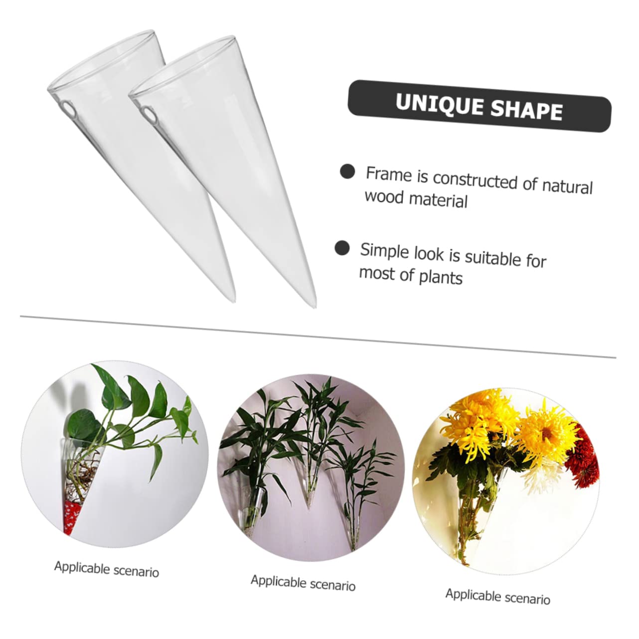 IMIKEYA 4 Ensembles Vase Mural Bourgeon Décorations D'aquarium Tubulaire Décoration D'intérieur Centres De Table Cintres pour Plantes Mur Intérieur Usine Transparent Un Verre 2 Pièces * 4