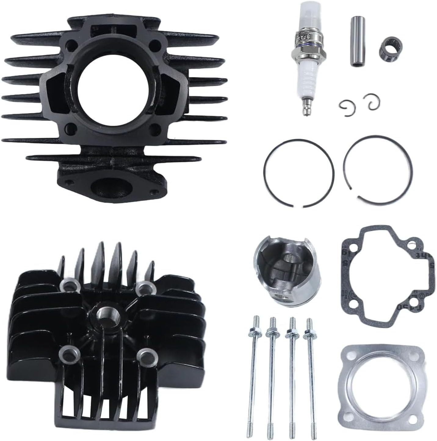 60cc Big Bore Engine Cylinder Head Piston Ring Gasket Top End Rebuild Kit Replacement for PW50 PW 50 1981-2009, QT50 1979-1987 Dirt pit bike