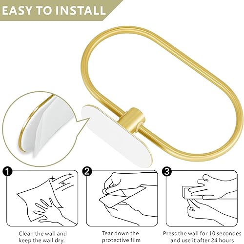 Miniatura 6 de Toallero  anillo de toalla de baño, anillo autoadhesivo para toalla de mano para baño, soporte de toalla de mano adhesivo de acero inoxidable, sin