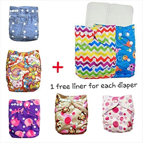 Baby 7pcs Pack Pocket Washable Adjustable Cloth Diaper with 1 Inserts Each (Various-Girl)