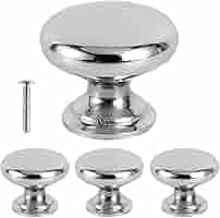 Set 13 Pomelli Per Cassetti In Acciaio Inox - Argento 30mm, Con Piastra Rotonda, Per Mobili - Foto 4